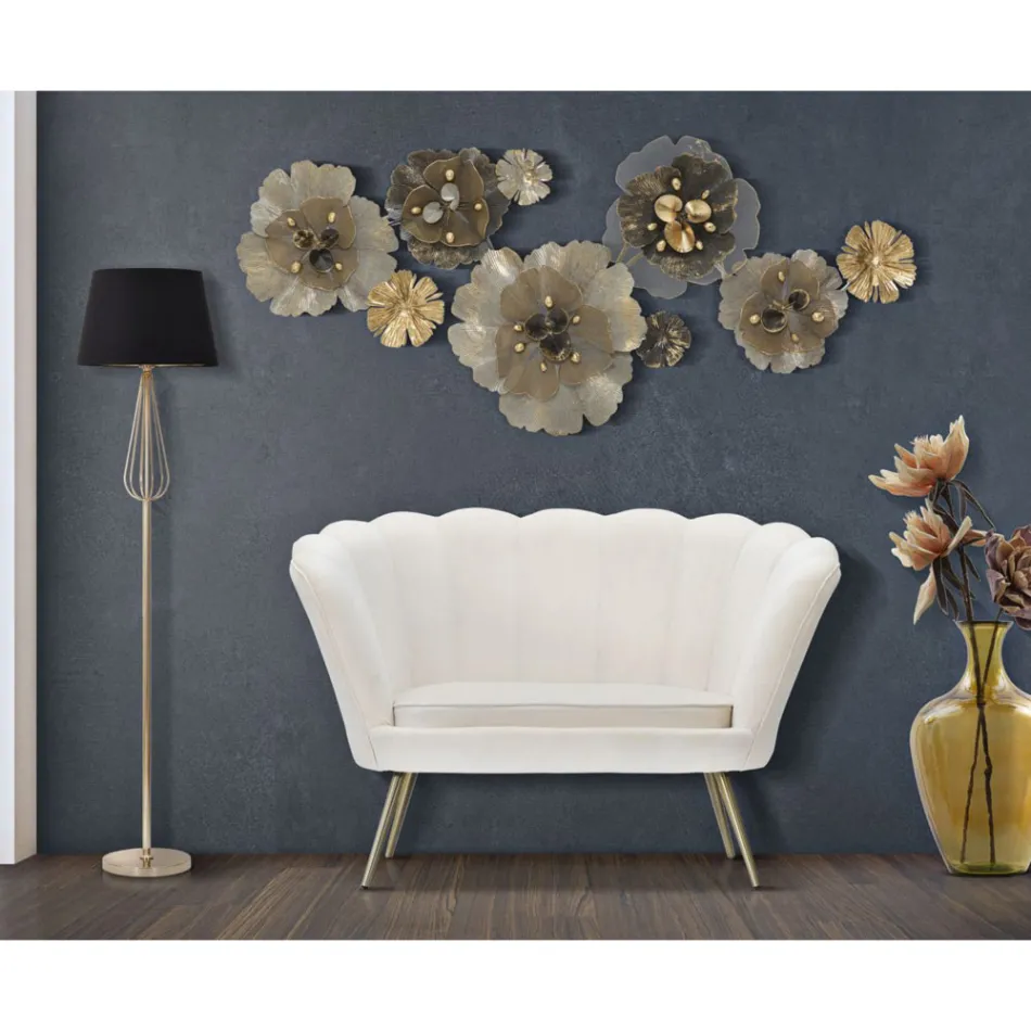 Divan modern me 2 vende në kadife me këmbë prej hekuri të artë - Annina Viadurini