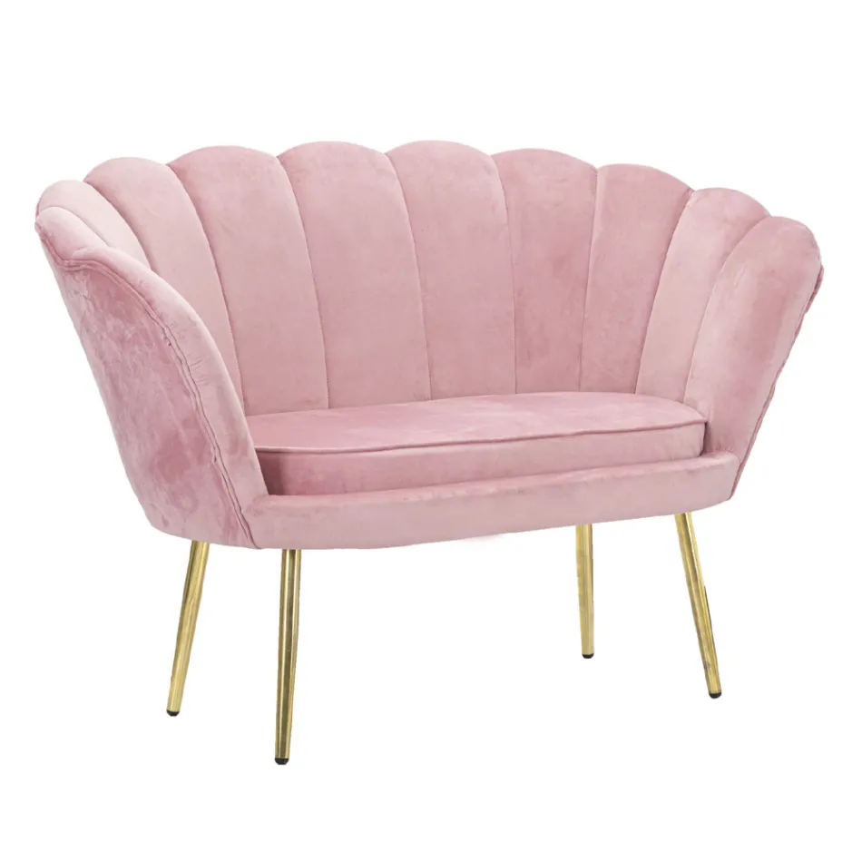 Divan modern me 2 vende në kadife me këmbë prej hekuri të artë - Annina Viadurini