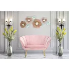 Divan modern me 2 vende në kadife me këmbë prej hekuri të artë - Annina Viadurini