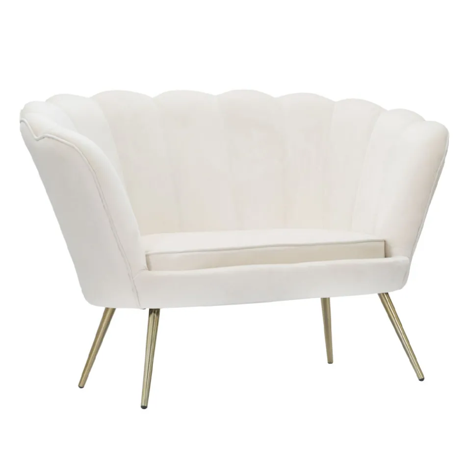 Divan modern me 2 vende në kadife me këmbë prej hekuri të artë - Annina Viadurini