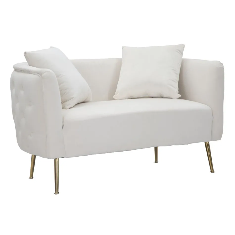 Divan me 2 vende i veshur me kadife me këmbë hekuri - Annetta Viadurini