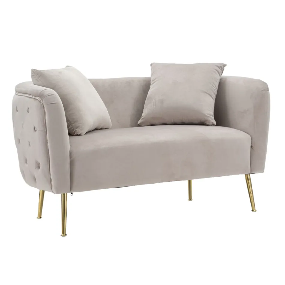 Divan me 2 vende i veshur me kadife me këmbë hekuri - Annetta Viadurini