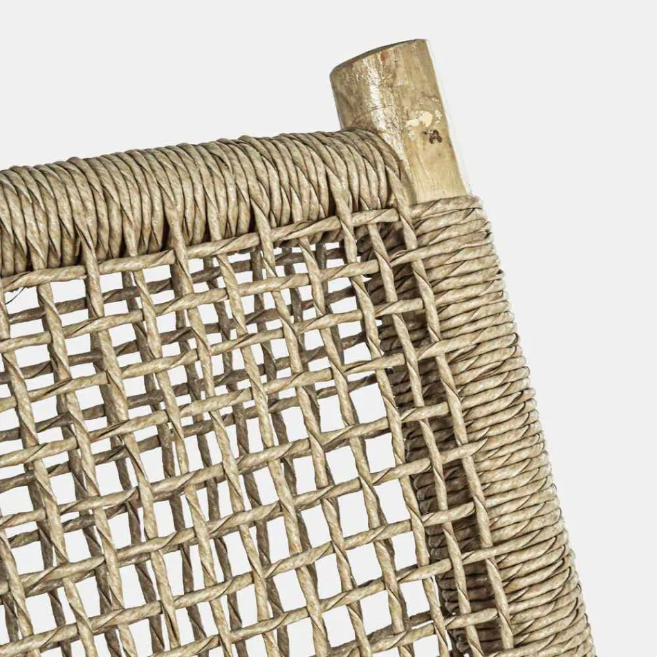 Divan në natyrë me 2 ulëse në degët e dru tikut dhe fibra sintetike - Tecno Viadurini