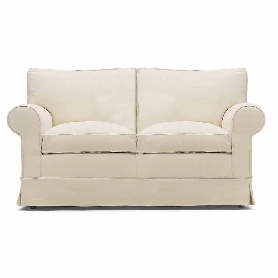 Divan me 2 vende i veshur me susta dhe i mbuluar me pëlhurë të prodhuar në Itali - Andromeda Viadurini