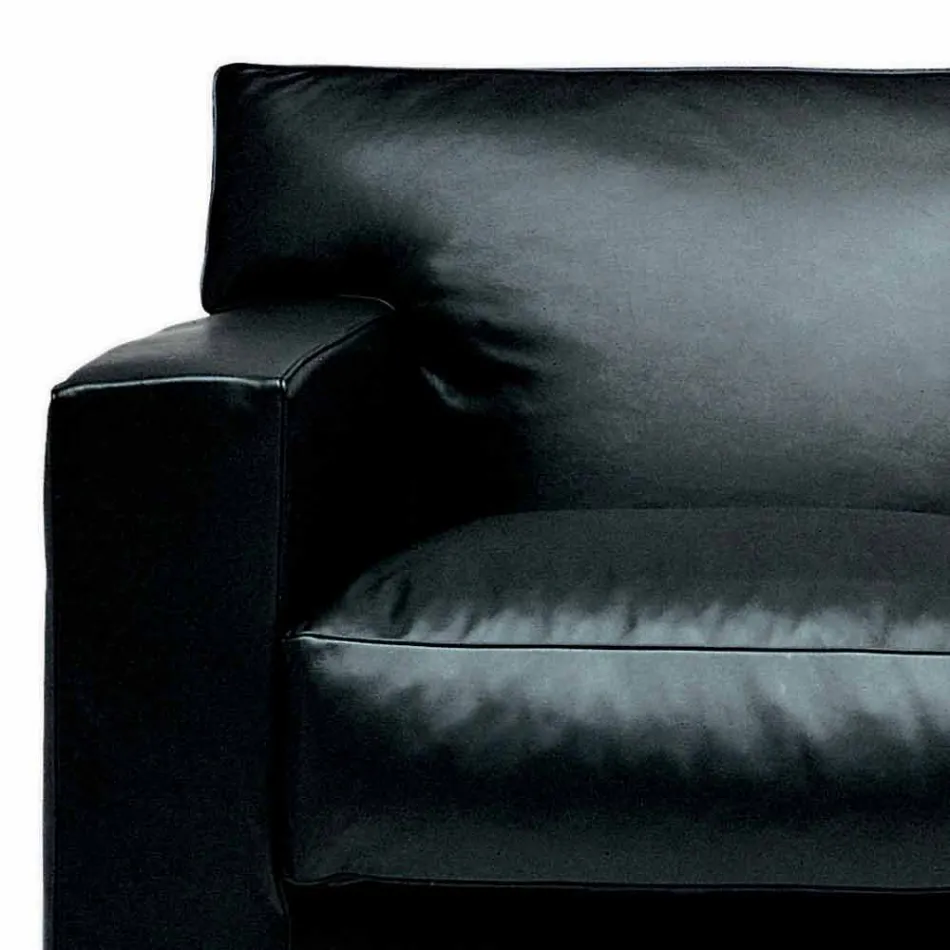 Divan prej lëkure 2 vendesh me këmbë druri arre Prodhuar në Itali - Alessandria Viadurini