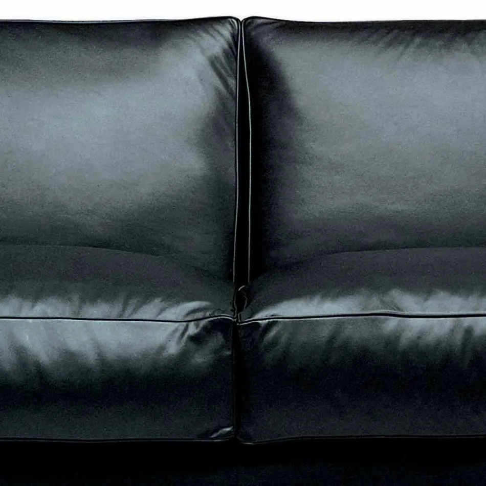 Divan prej lëkure 2 vendesh me këmbë druri arre Prodhuar në Itali - Alessandria Viadurini