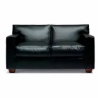 Divan prej lëkure 2 vendesh me këmbë druri arre Prodhuar në Itali - Alessandria Viadurini