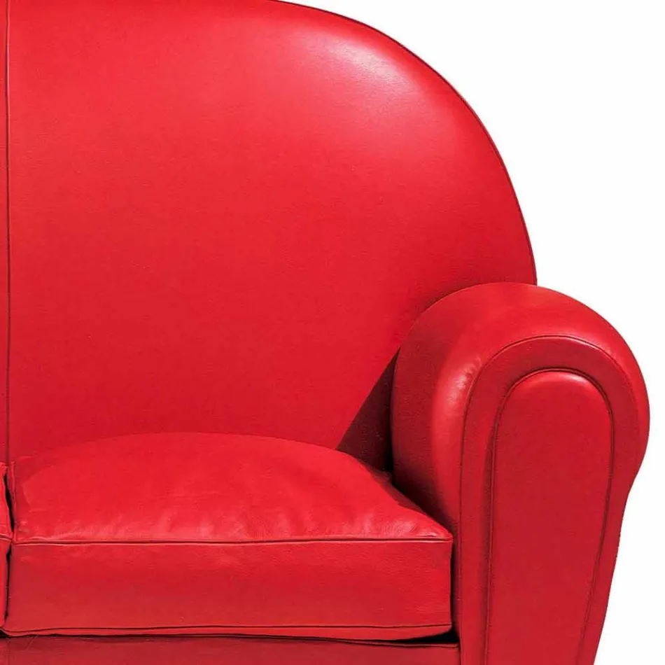 Divani 2 Vendesh i Mbuluar me Lëkurë me Këmbë Llakore Prodhuar në Itali - Pegolo Viadurini