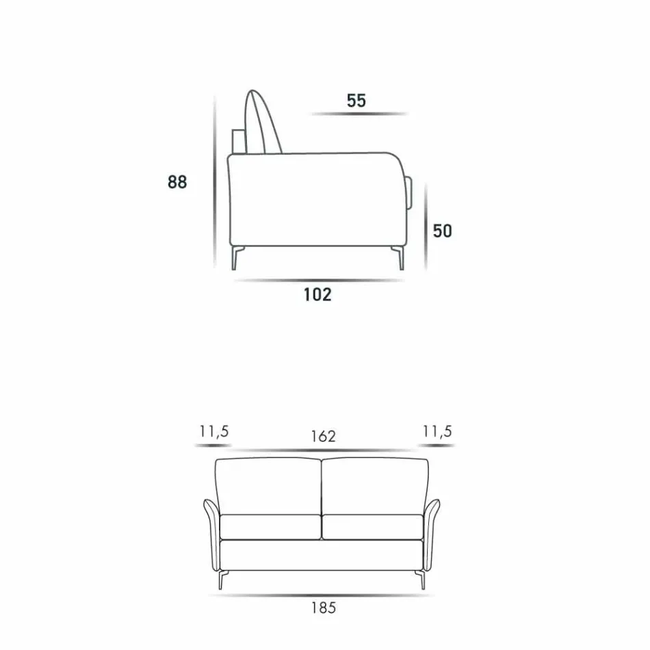 Divan me 3 vendesh pëlhurë L.185cm / eko-lëkurë prodhuar në Itali Erica Viadurini