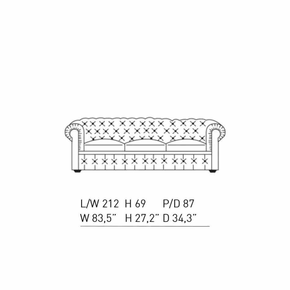 Divan me 3 vende i veshur me lëkurë me këmbë të llakuara Prodhuar në Itali - Idra Viadurini