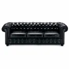 Divan me 3 vende i veshur me lëkurë me këmbë të llakuara Prodhuar në Itali - Idra Viadurini