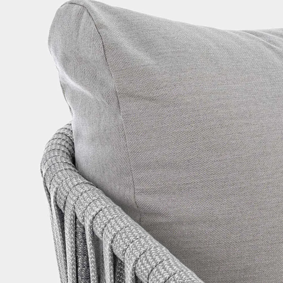 Homemotion - divan i jashtëm Rubio 3 Seater Design në Bardhë dhe Gri Viadurini