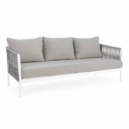 Homemotion - divan i jashtëm Rubio 3 Seater Design në Bardhë dhe Gri Viadurini