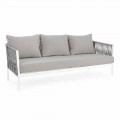 Homemotion - divan i jashtëm Rubio 3 Seater Design në Bardhë dhe Gri