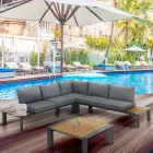 Divan Këndi me Tavolinë Kafeje për ambiente të jashtme dhe të brendshme në alumin - Mettre Viadurini