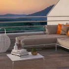 Divan me kënd të jashtëm me dizajn modern në pëlhurë gri ose pëlhurë të bardhë - Ontario3 Viadurini