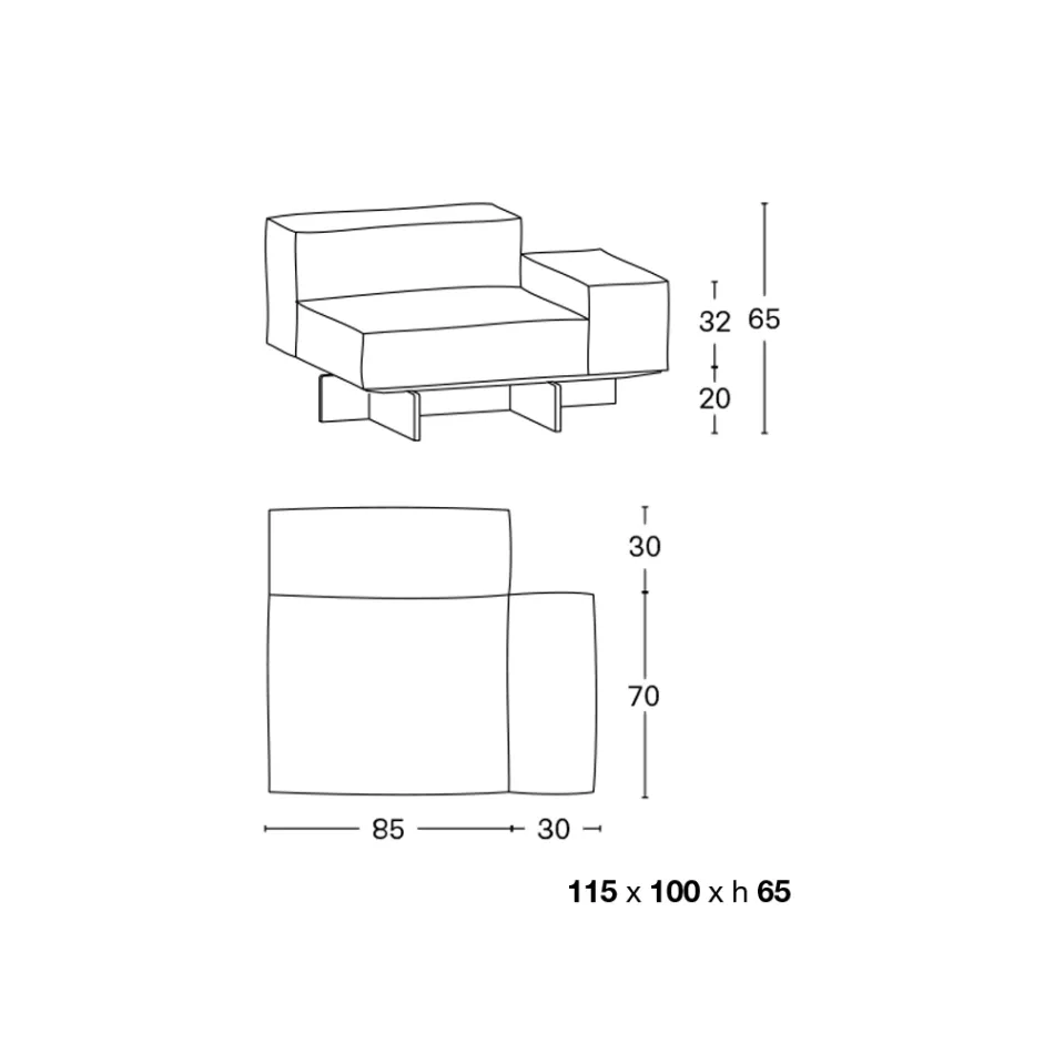 Divan Këndi i Majtë me Bazë Xhami Extraclear Made in Italy - Rory Viadurini