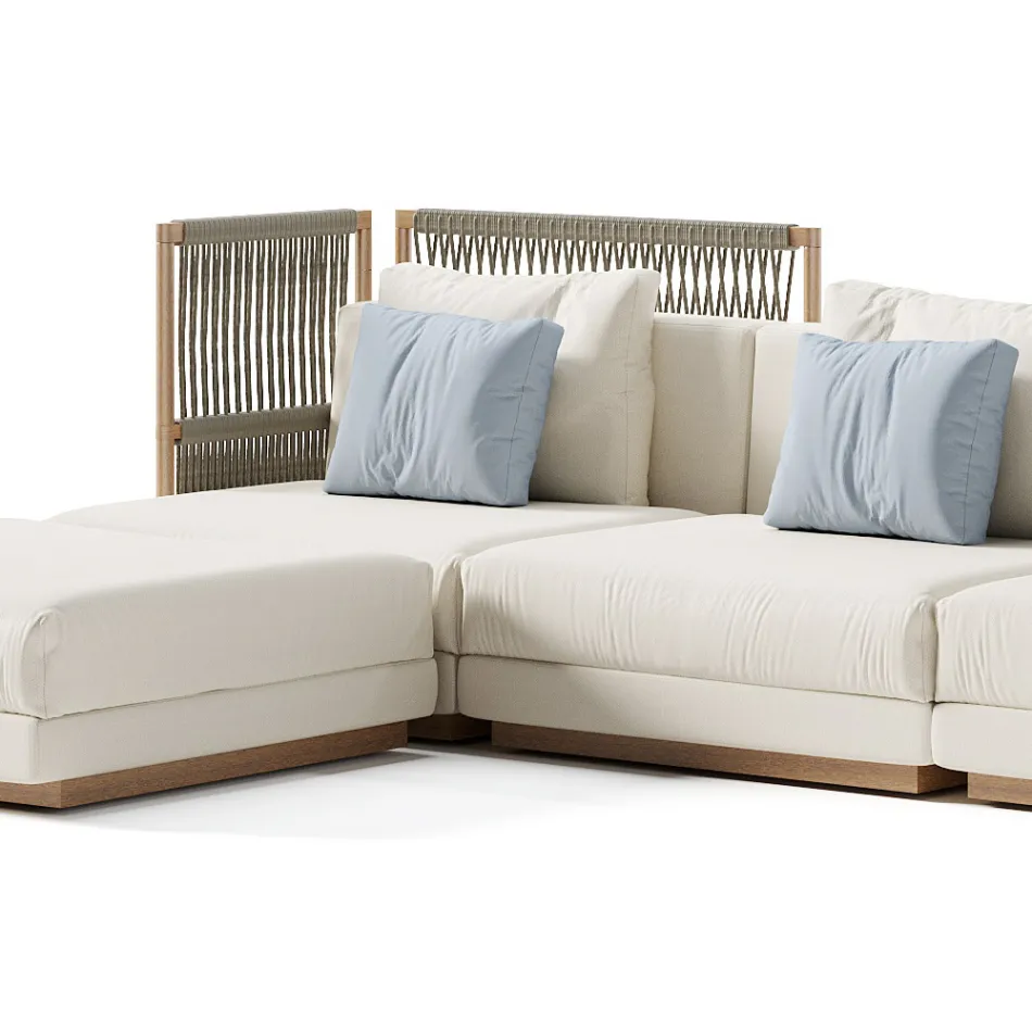 Divan modular në natyrë me pëlhurë të veshur me susta Prodhuar në Itali - Rubik Viadurini