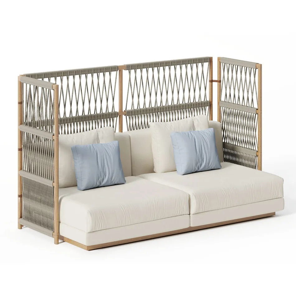 Divan Kopshti Seksional me Strukturë në formë C në Dru Prodhuar në Itali - Rubik Viadurini