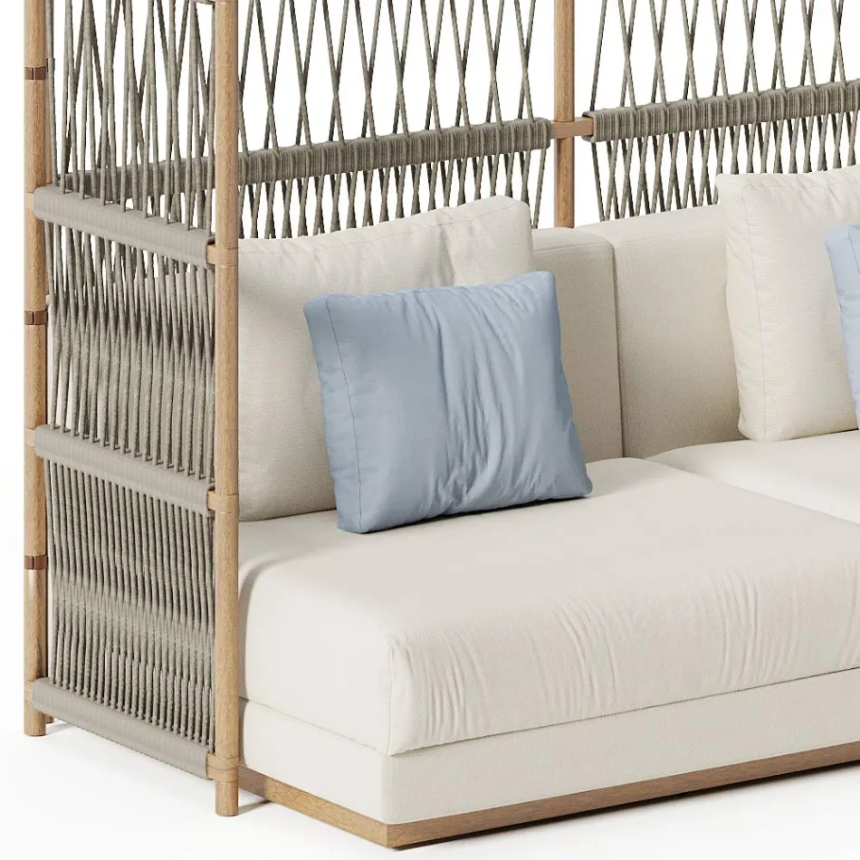 Divan Kopshti Seksional me Strukturë në formë C në Dru Prodhuar në Itali - Rubik Viadurini