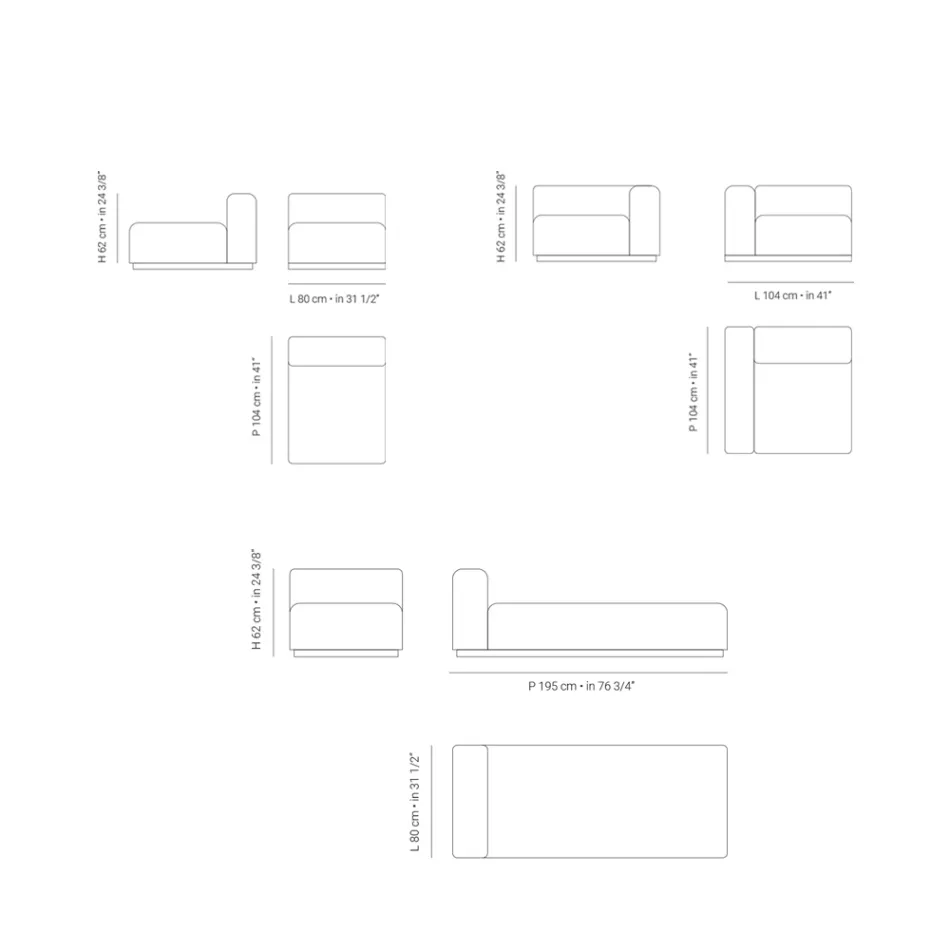Divan modular kopshti në pëlhurë kundër ujit Prodhuar në Itali - Bahias Viadurini