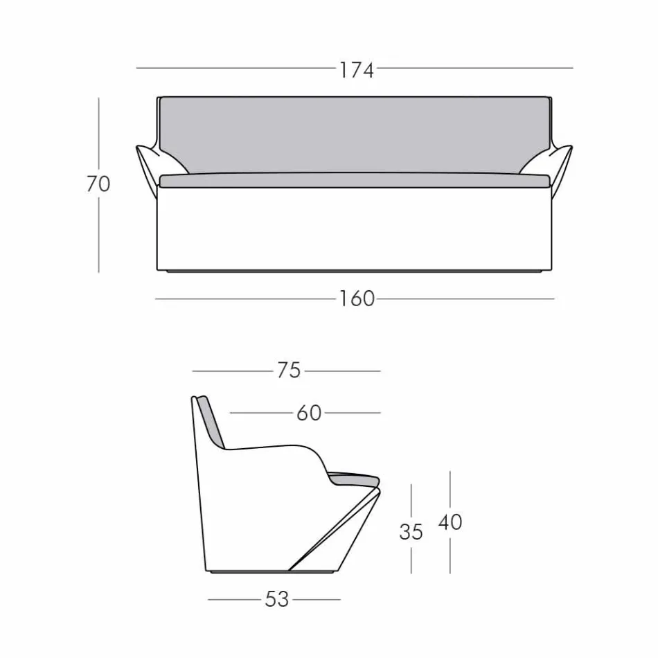 Rrëshqitje me mbështetëse Armësh Rrëshqitje Kami Yon dizajn me ngjyra prodhuar në Itali Viadurini