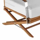 Divan për ambiente të jashtme me 3 ulëse në dru natyral ose pëlhurë të zezë dhe luksoze - Suzana Viadurini