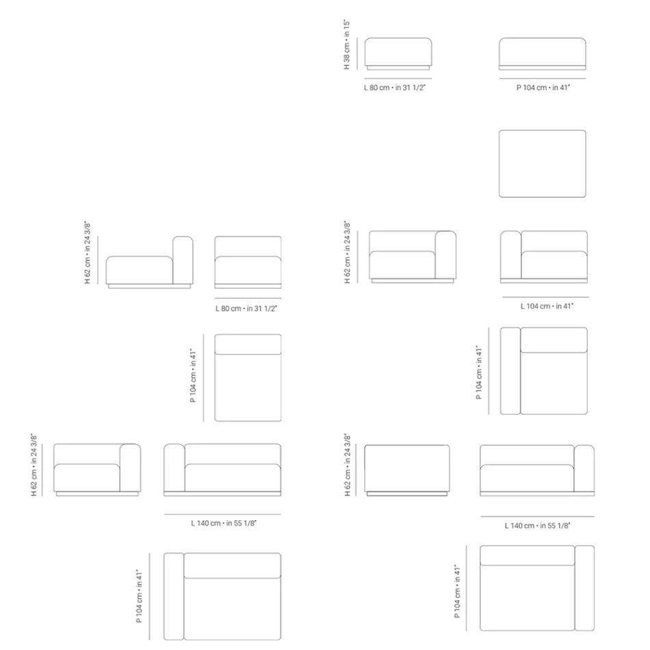 Divan modular në natyrë me pëlhurë kundër ujit Prodhuar në Itali - Bahias Viadurini