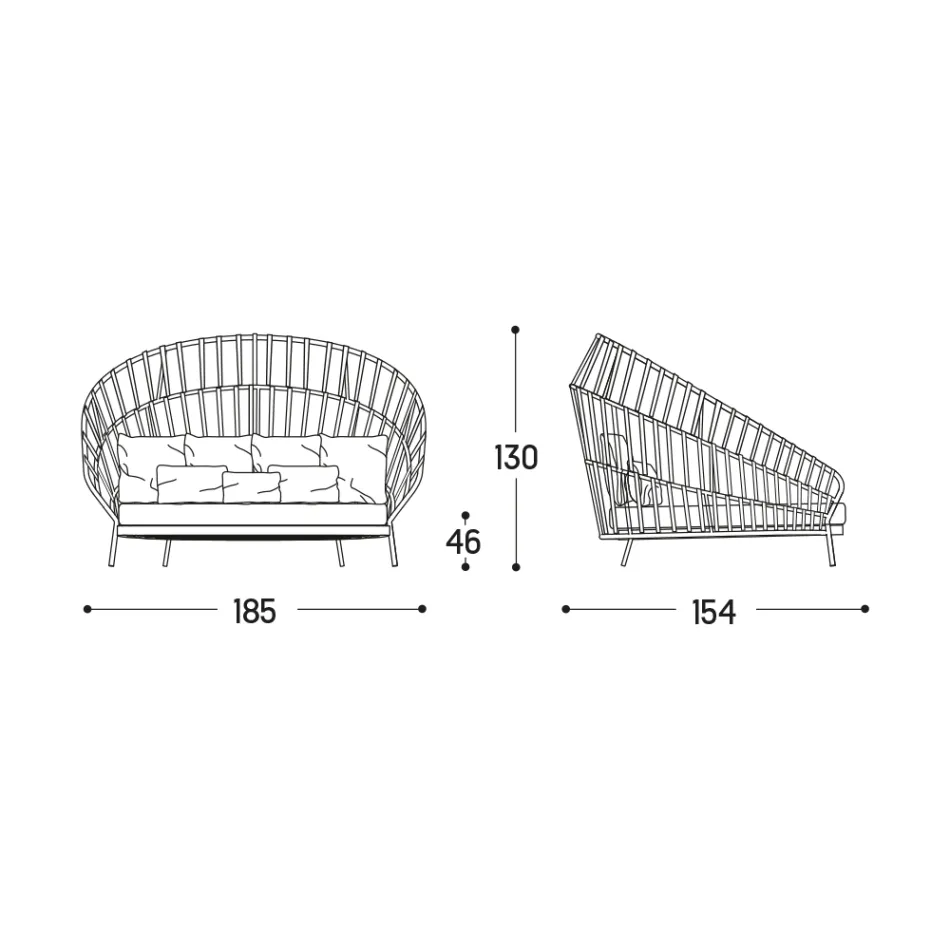 Divan në natyrë me jastëkë të përfshirë Made in Italy - Emmacross nga Varaschin Viadurini