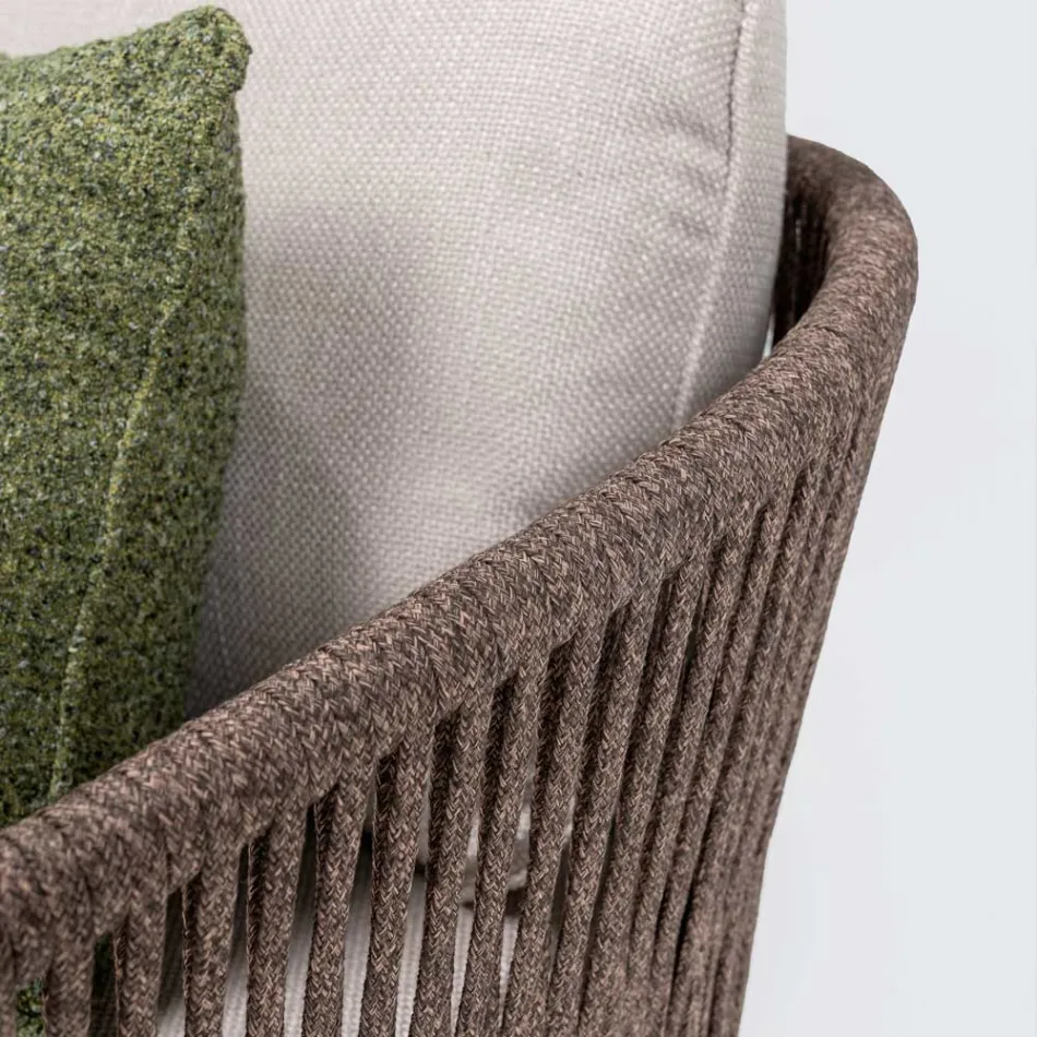 Divan për jashtë në dru tik dhe endje polietileni - Jhon Viadurini