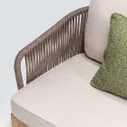 Divan për jashtë në dru tik dhe endje polietileni - Jhon Viadurini