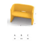 Divan Kopshti 2 Vendësh me Polietileni me Ngjyrë Prodhuar në Itali - Gomez Viadurini