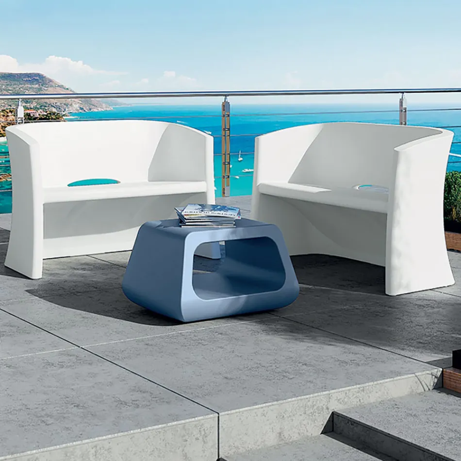 Divan Kopshti 2 Vendësh me Polietileni me Ngjyrë Prodhuar në Itali - Gomez Viadurini