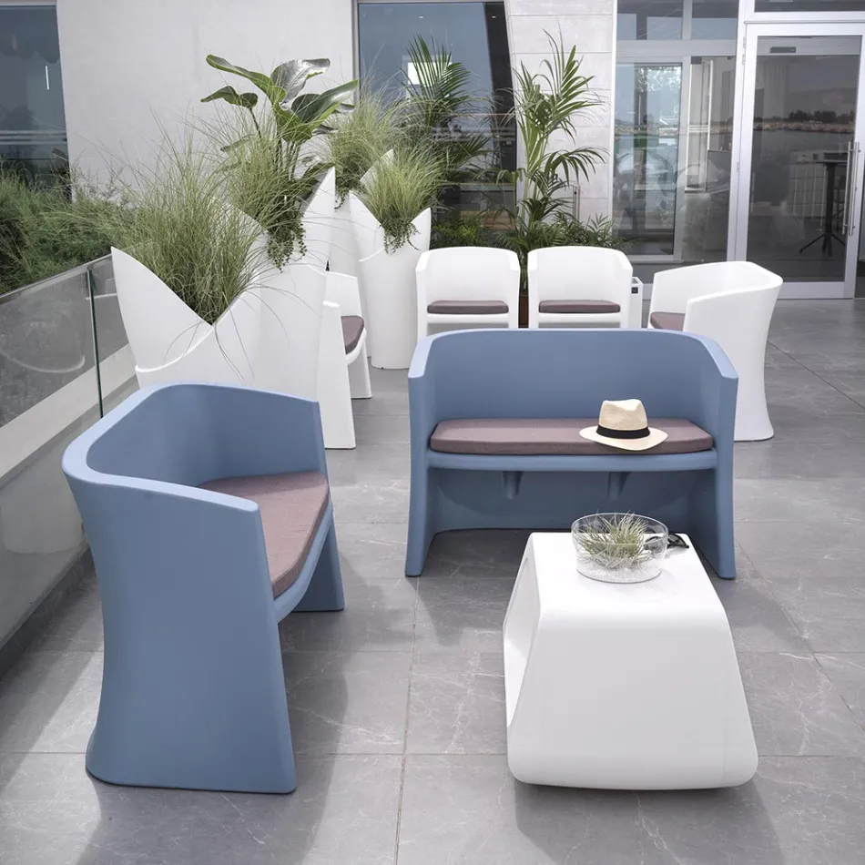 Divan Kopshti 2 Vendësh me Polietileni me Ngjyrë Prodhuar në Itali - Gomez Viadurini