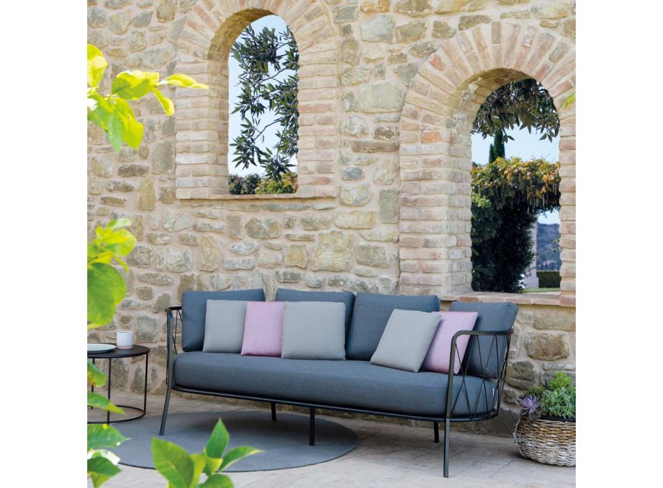 Jastëkë divanesh kopshti me 3 vende të përfshira në çelik Prodhuar në Itali - Brienne Viadurini