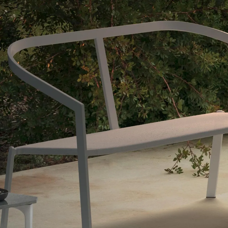 Divan kopshti me bazament alumini dhe sedilje tekstili Prodhuar në Itali - Maureen Viadurini