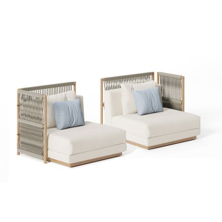 Divan Modular Kopshti me Strukturë të ulët Druri Prodhuar në Itali - Rubik Viadurini