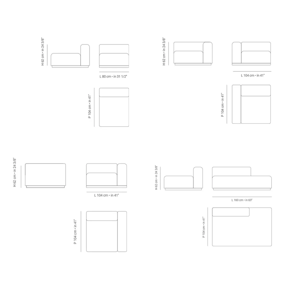 Divan Modular Kopshti në Kompensatë Detare Prodhuar në Itali - Bahias Viadurini