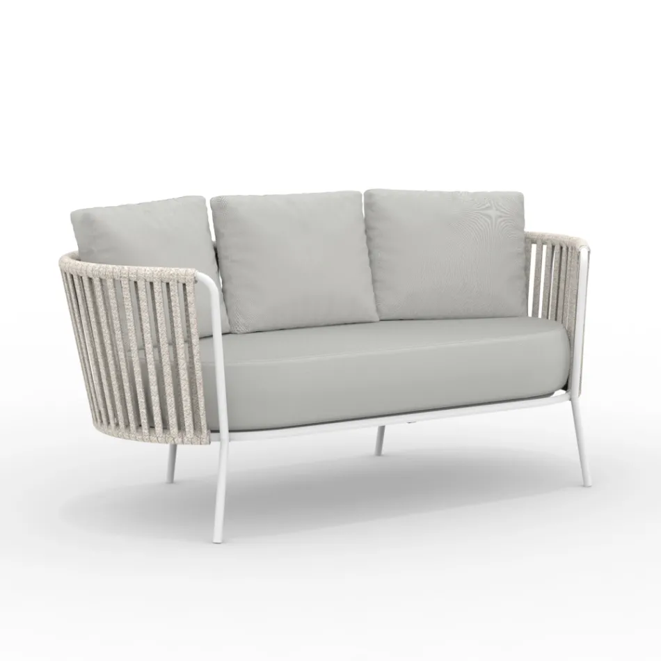 Divan kopshti inox dhe mbështetëse me litar - Luxura Viadurini