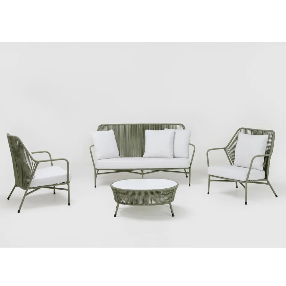 Divan Kopshti në Gërshetim Alumini dhe Litar - Asteria Viadurini