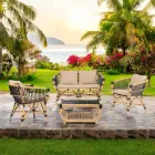 Divan kopshti në bastun prej palme kacavjerrëse natyrale me jastëkë të përfshirë - Catelyn Viadurini