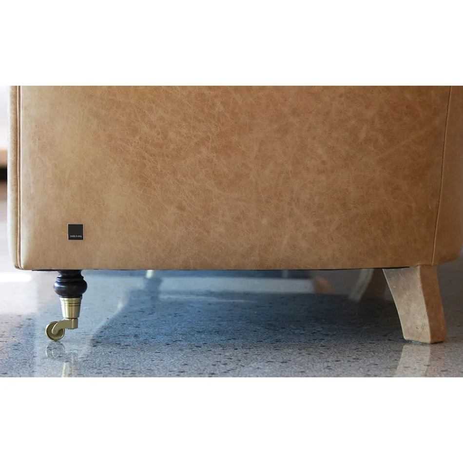 Divan Indoor me Këmbë druri dhe Rrota Metal Prodhuar në Itali - Giocoso Viadurini