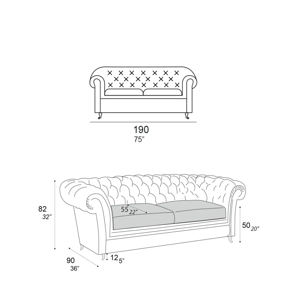 Divan Indoor me Këmbë druri dhe Rrota Metal Prodhuar në Itali - Giocoso Viadurini