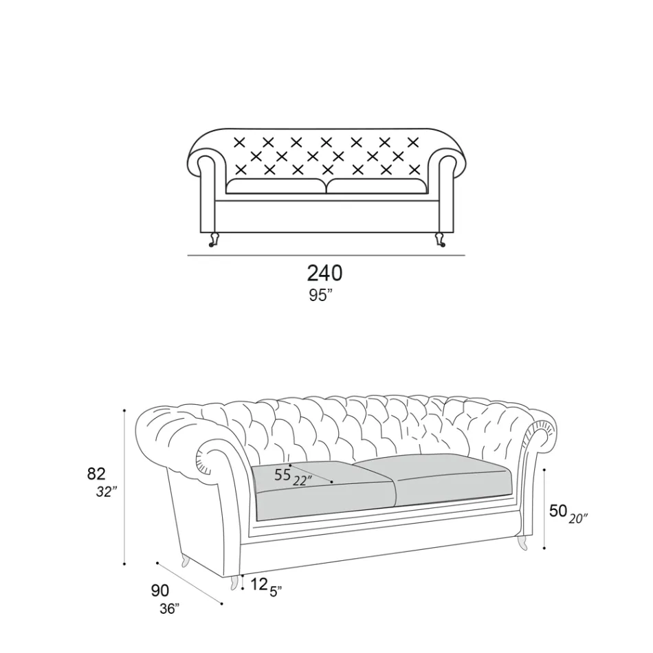 Divan Indoor me Këmbë druri dhe Rrota Metal Prodhuar në Itali - Giocoso Viadurini