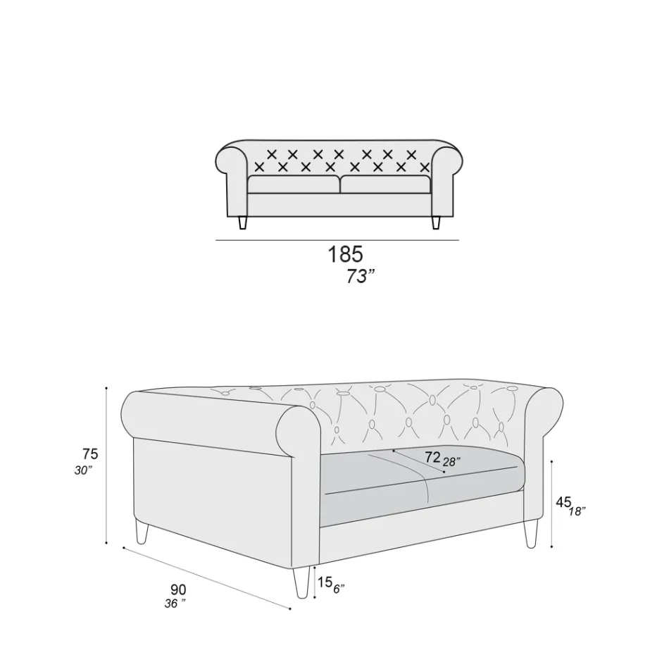 Divan Indoor I disponueshëm në Përmasa të ndryshme Made in Italy - Vivace Viadurini