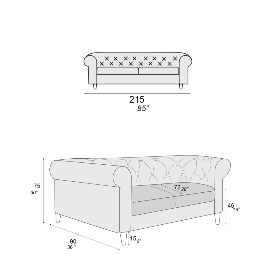 Divan Indoor I disponueshëm në Përmasa të ndryshme Made in Italy - Vivace Viadurini