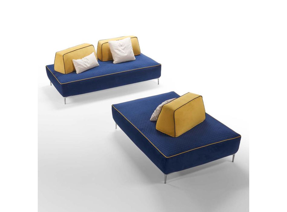 Divan modular i dhomës së ndenjes me 4 vende në pëlhurë blu Prodhuar në Itali - Mykonos Viadurini