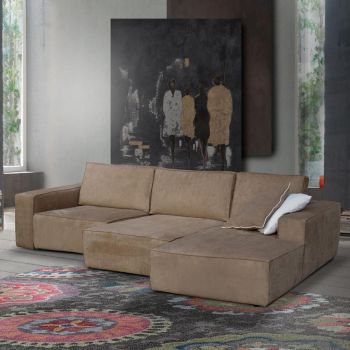 Divan i dhomës së ndenjes me gadishull në pëlhurë Tortora Prodhuar në Itali - Burgundy