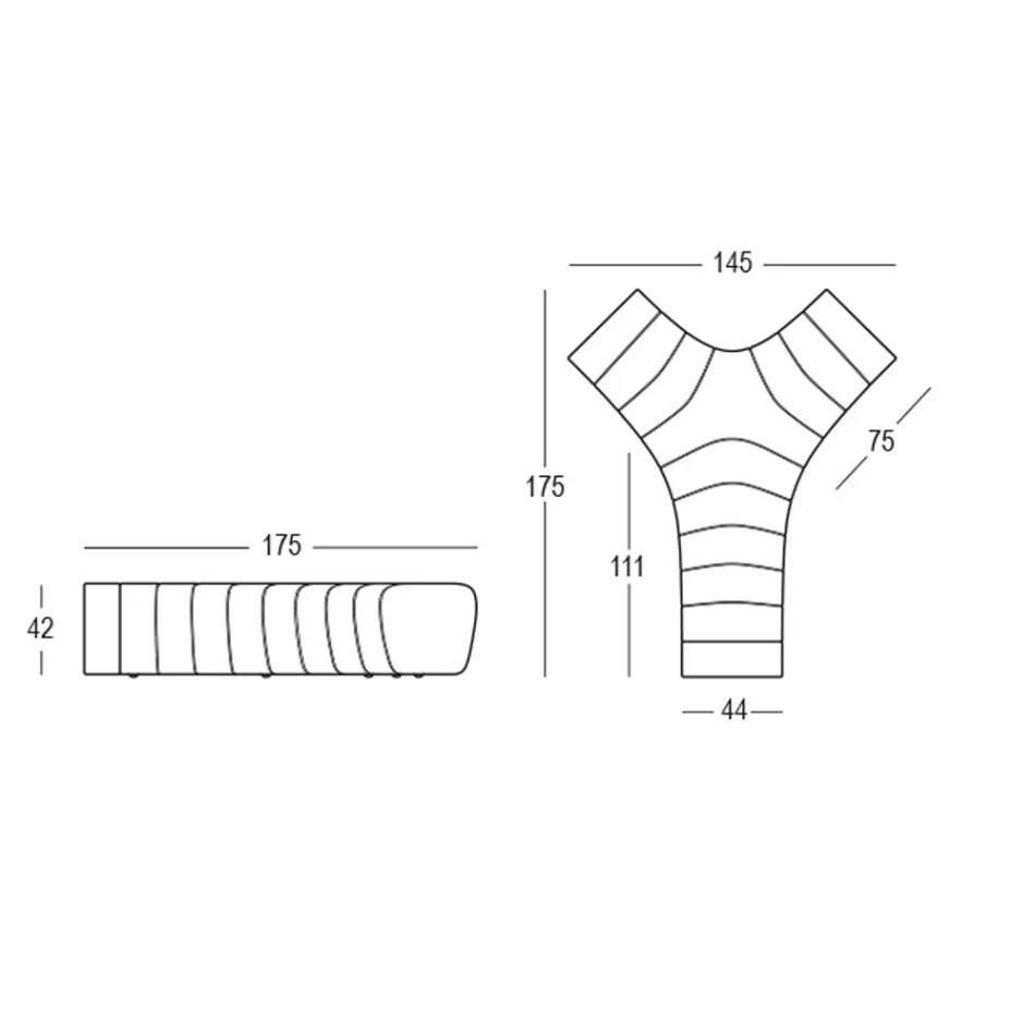 Divan zyre ne polietileni me ngjyre mat Prodhuar ne Itali - Galatea Viadurini