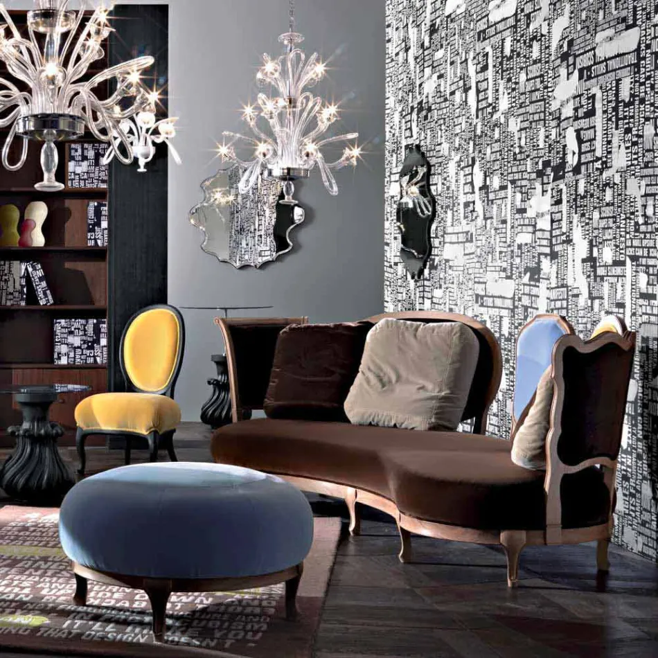 Divane dizajne luksoze, 5 mbështetëse druri të ngurta, të bëra në Itali, Manno Viadurini